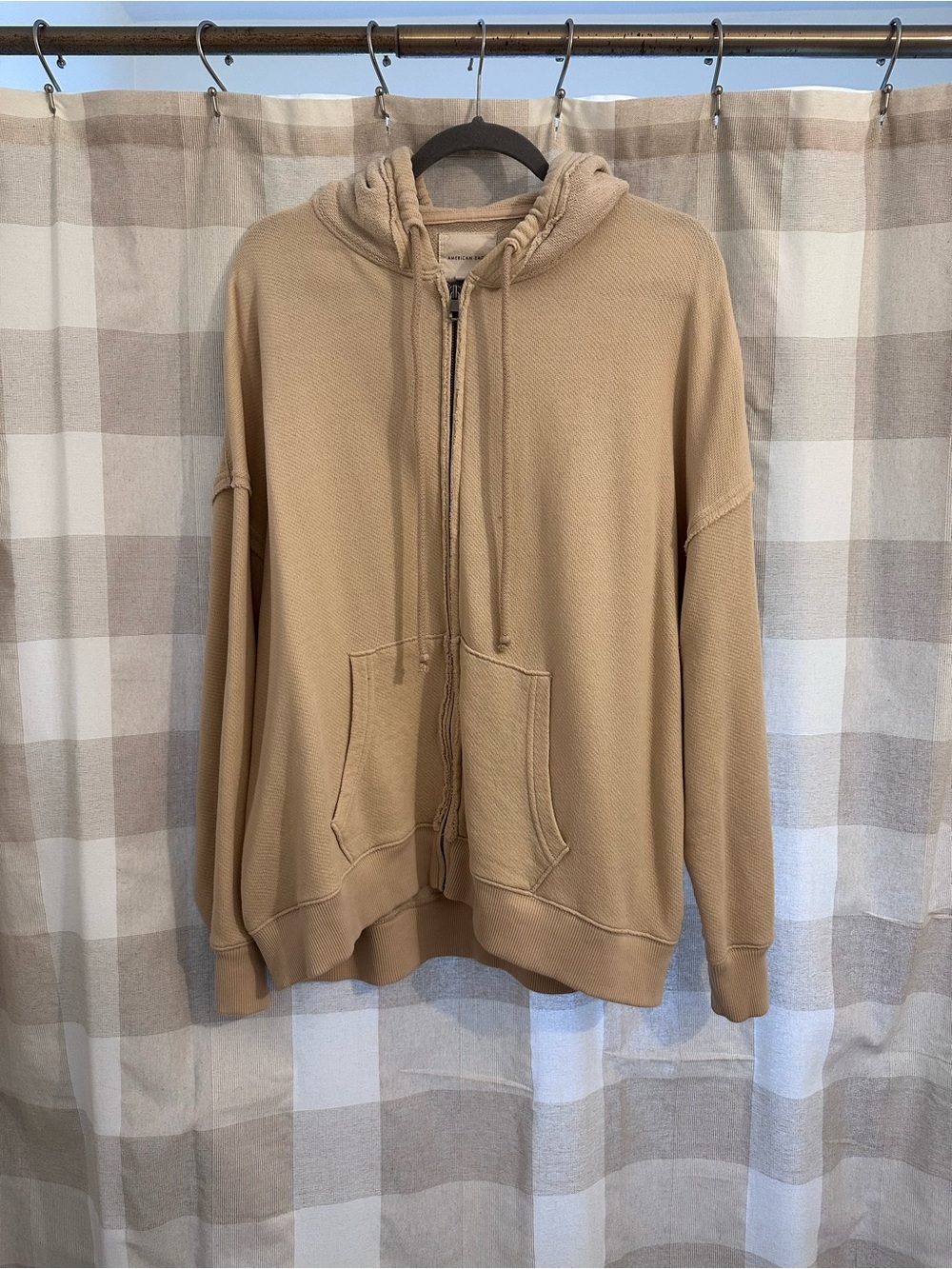 American Eagle Outfitters Tan Zip-Up Hoodie Jacket